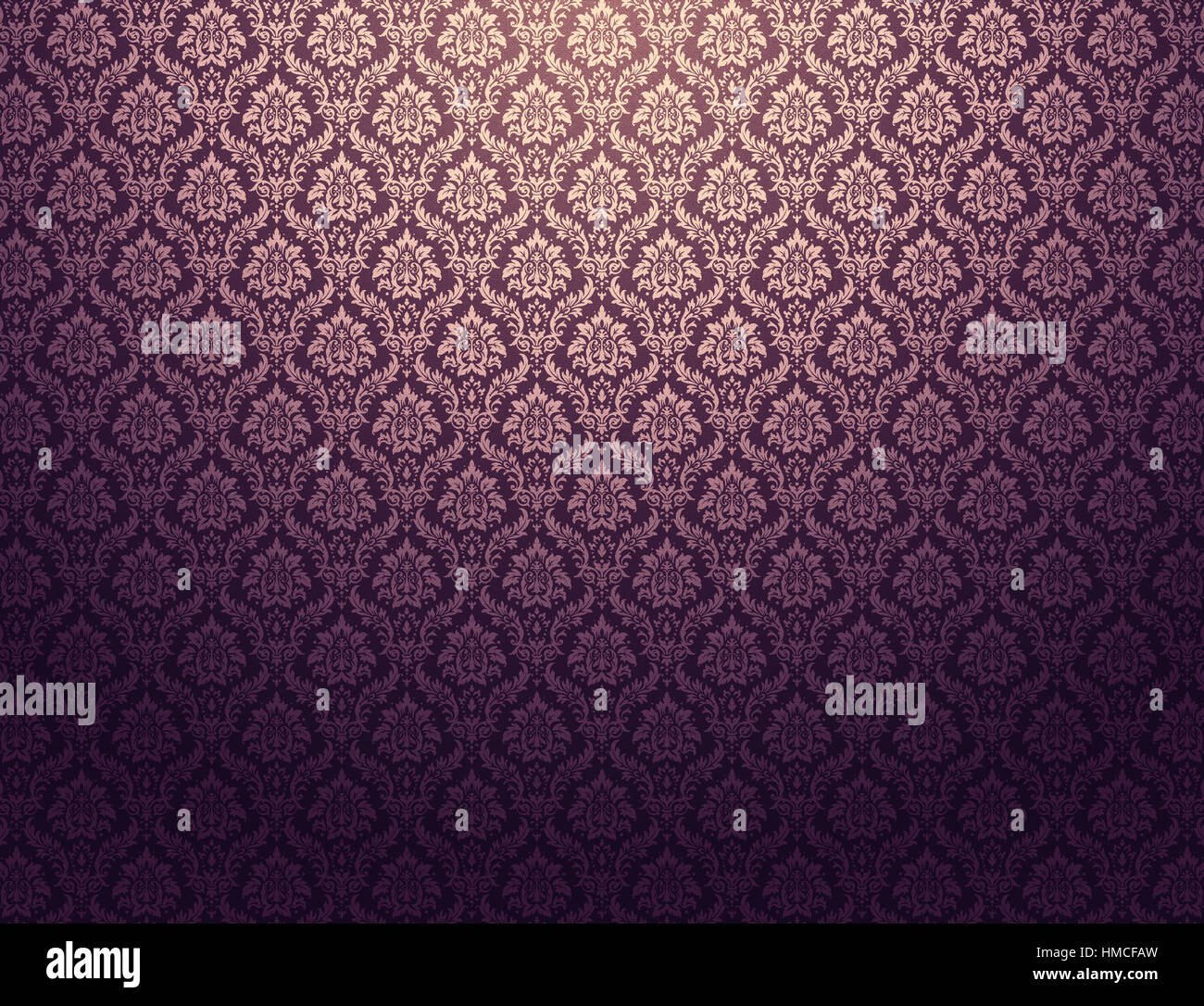 Purple damask wallpaper with golden floral patterns Stock Photo - Alamy