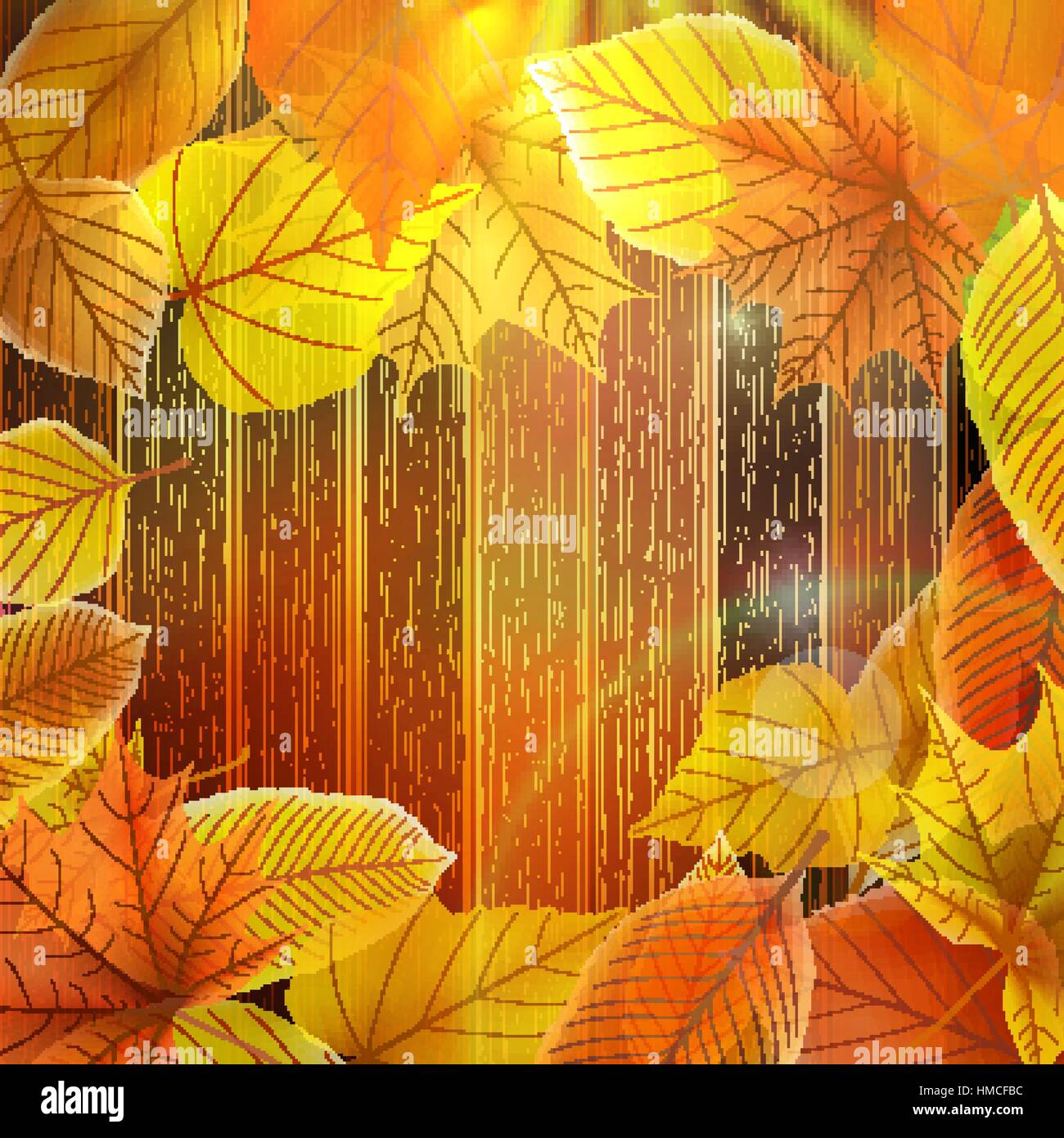 Autumn Leaves over wooden background With copy space. plus EPS10 vector ...