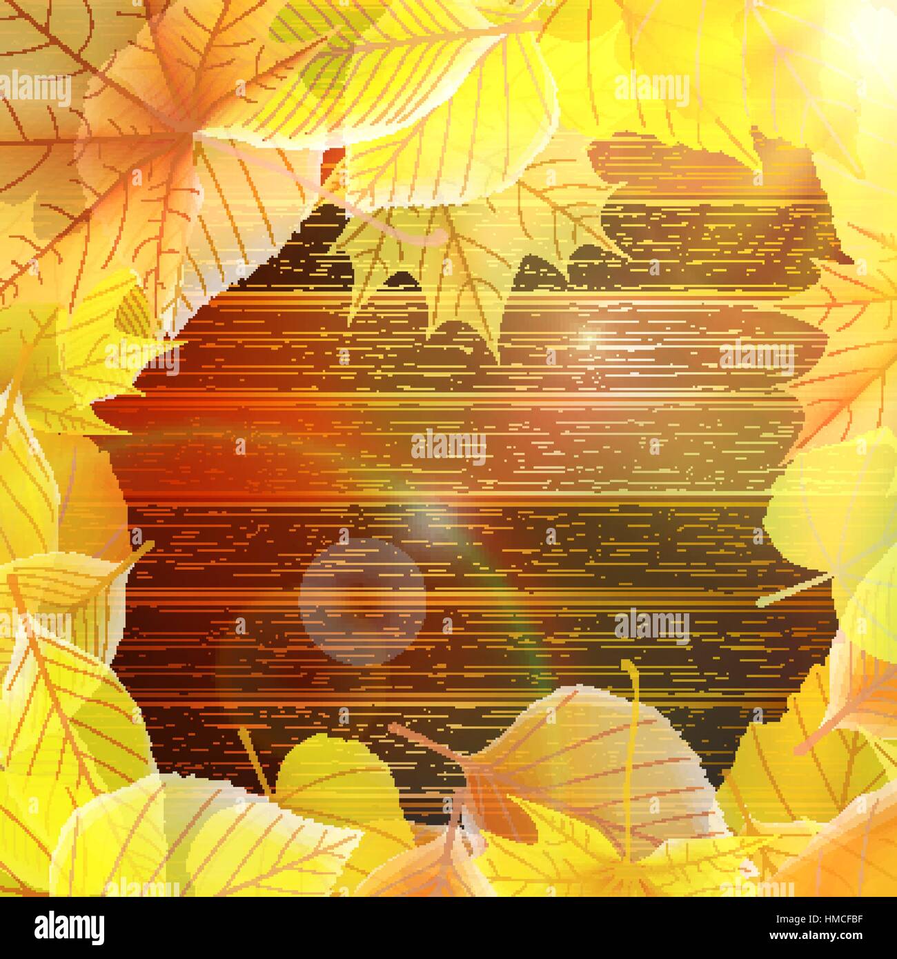Autumn Leaves over wooden background With copy space. plus EPS10 vector ...