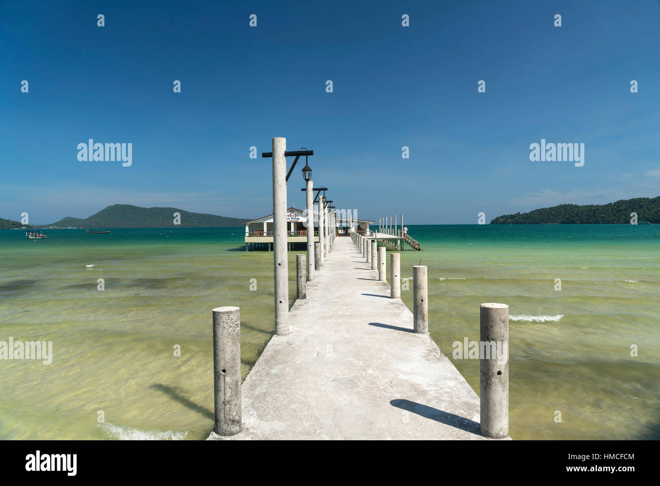 Saracen Bay pier, Koh Rong Sanloem island, Sihanoukville, Cambodia, Asia Stock Photo