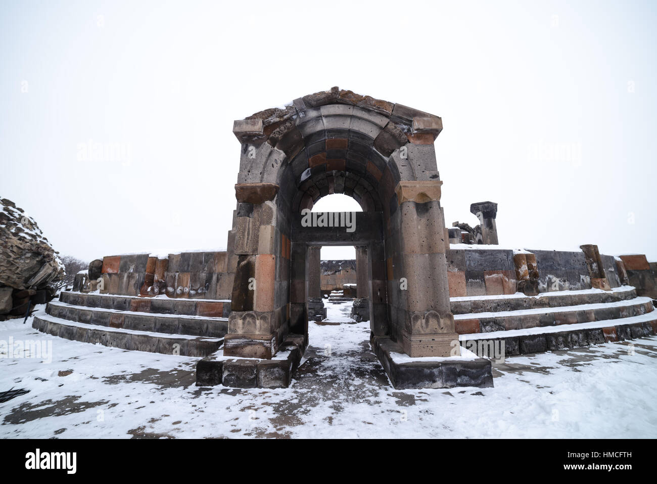 Zvarnotz romanian temple ruins in surroundings of Yerevan, Armenia. Stock Photo