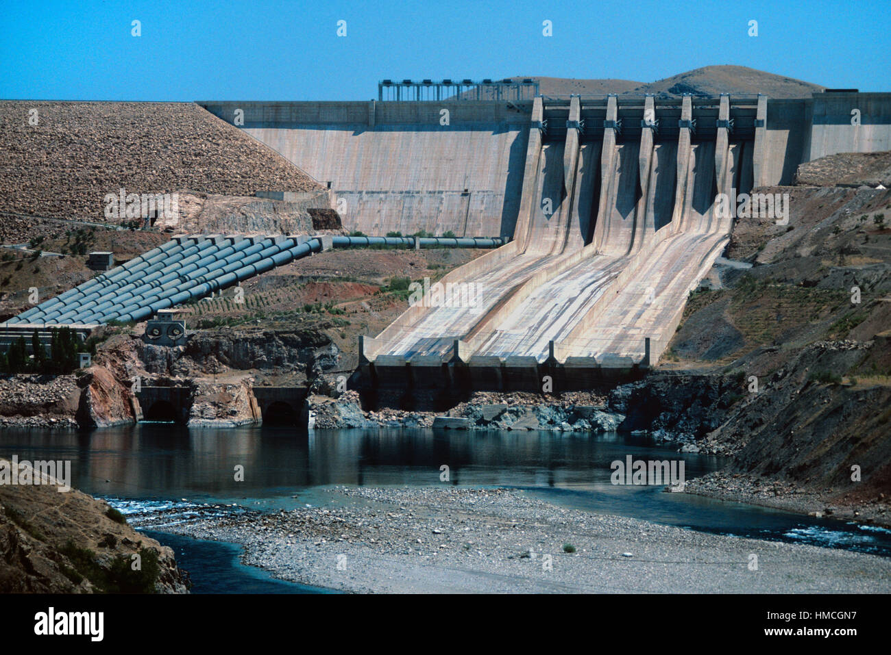 Keban Dam (1966-74) on the Euphrates River Turkey Stock Photo