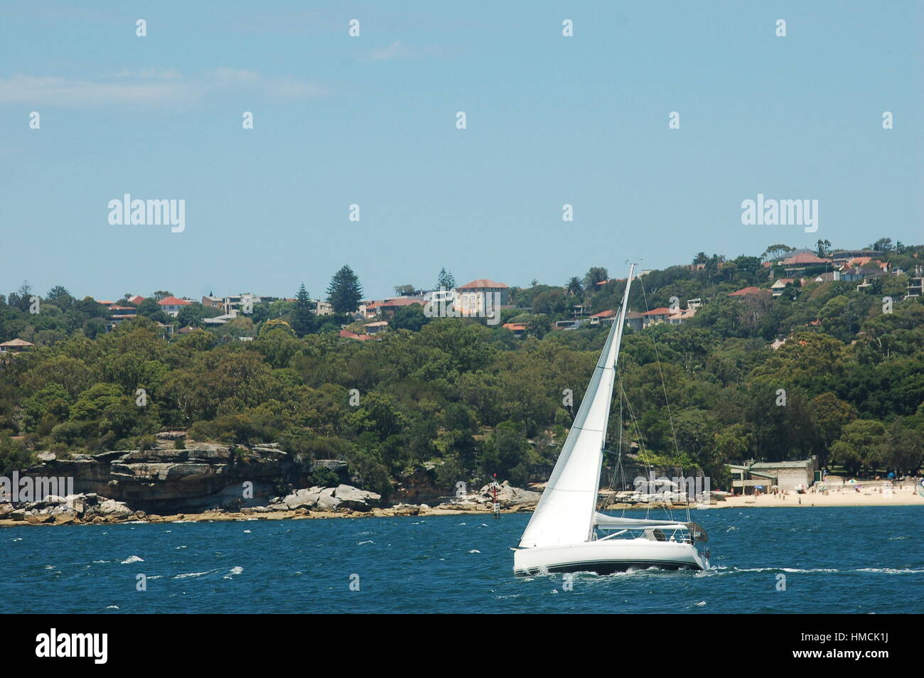 Fair Winds, Bay Sailing in Sydney Harbor, Sydney New South Whales, Australia Stock Photo