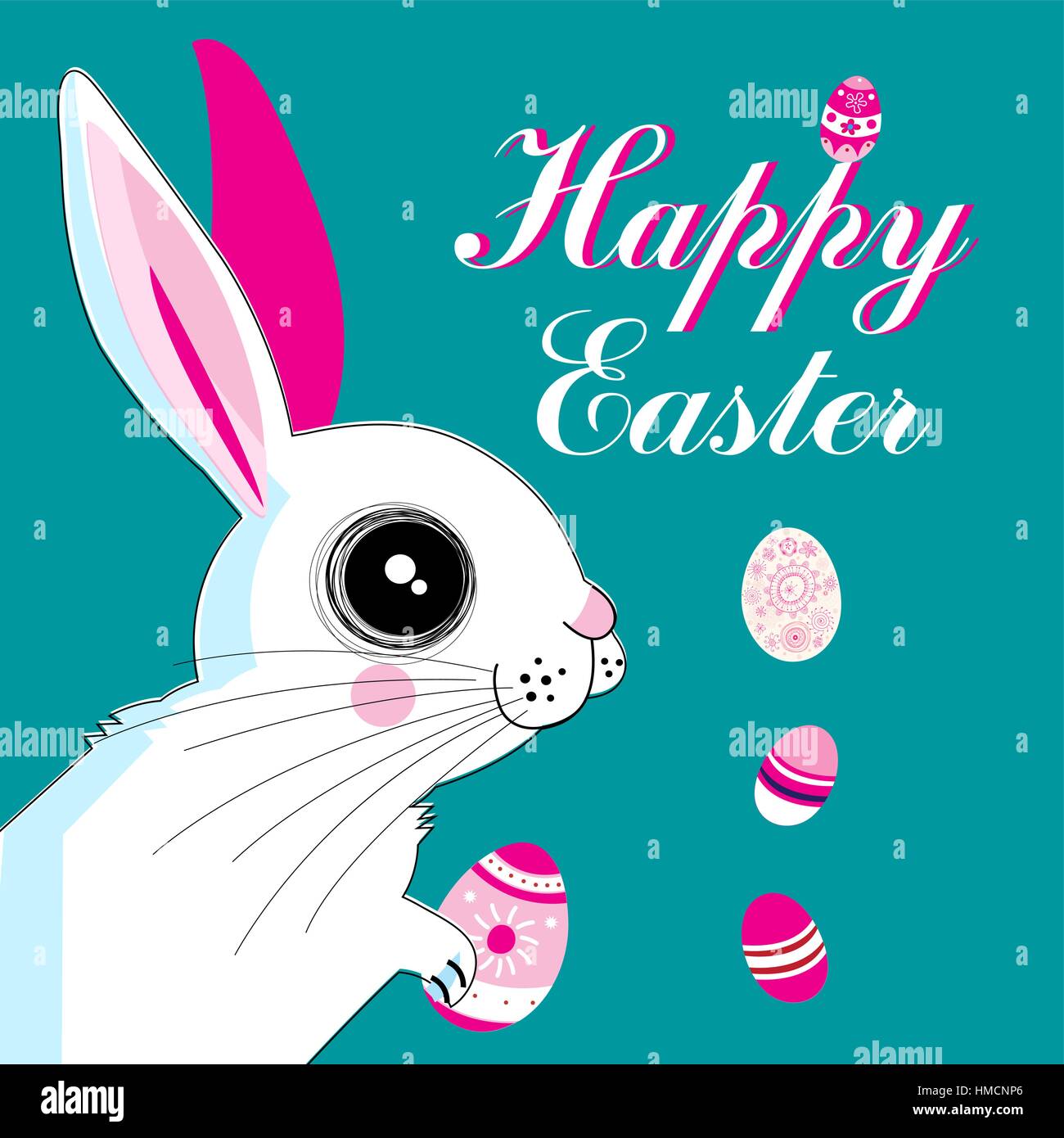 Graphics holiday card with the Easter bunny and egg Stock Vector Image ...