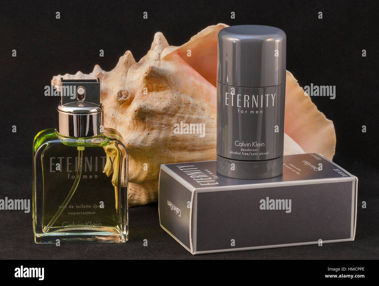 KIEV, UKRAINE - July 14, 2014: Calvin Klein Eternity for men fragrance and  deodorant bottle and pack against black background. Eternity for men fragra  Stock Photo - Alamy