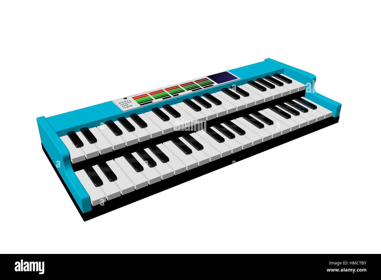 illustration of a small musical instrument with white and black keys covered in blue on the outside musical piano Stock Photo