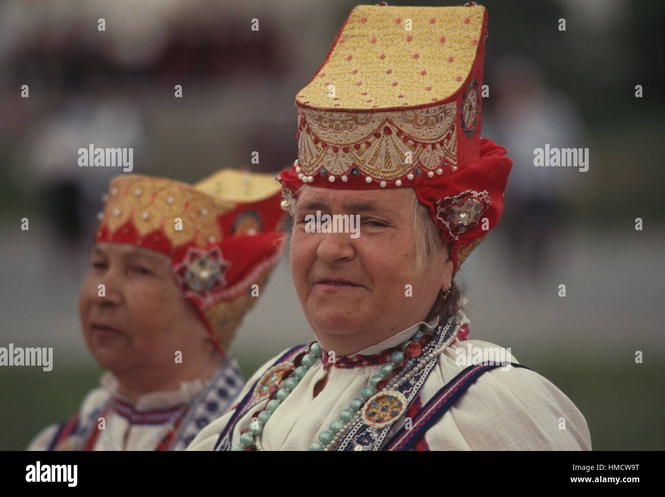 Woman wearing a traditional costume, folk group, Astrakhan, Russia