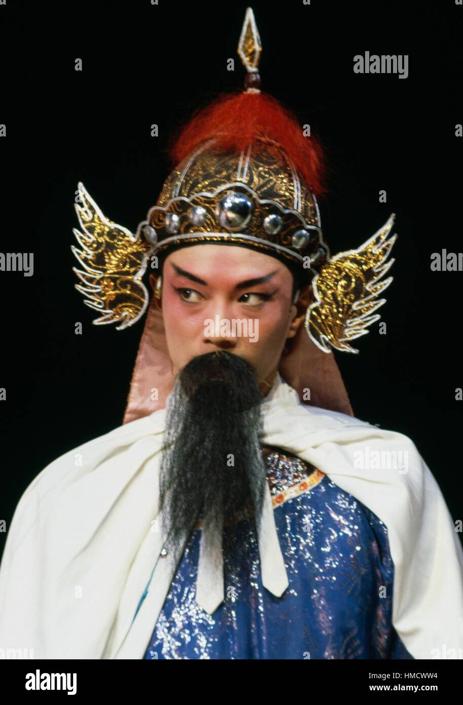 Actor wearing traditional clothes in a scene from the comedy Li-Bai despises nobles, Mongolian Hulan company, Nanjing municipal Stock Photo