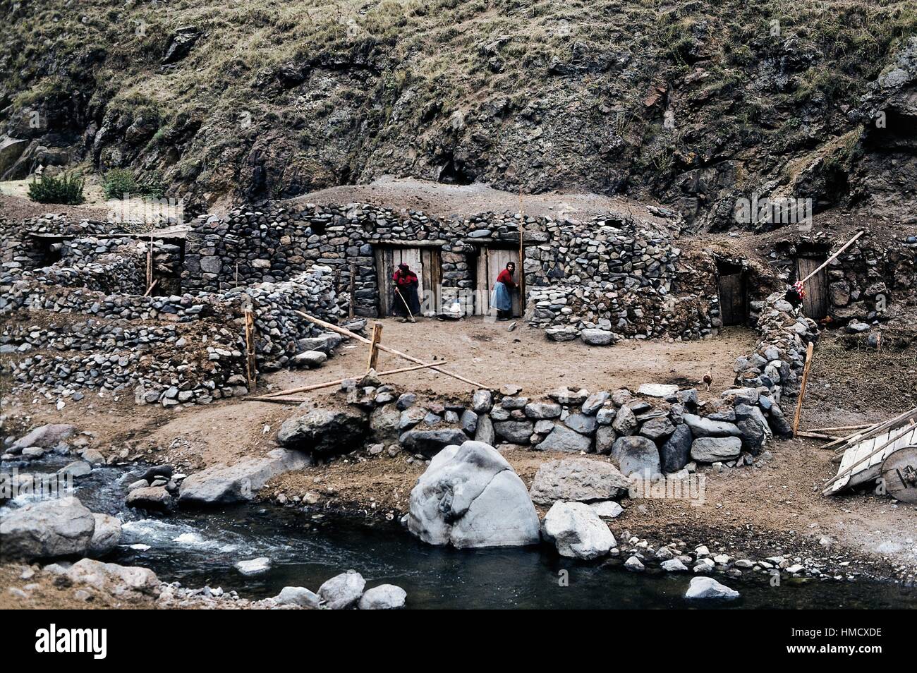 Traditional stone houses, Kars province, Anatolia, Turkey Stock Photo