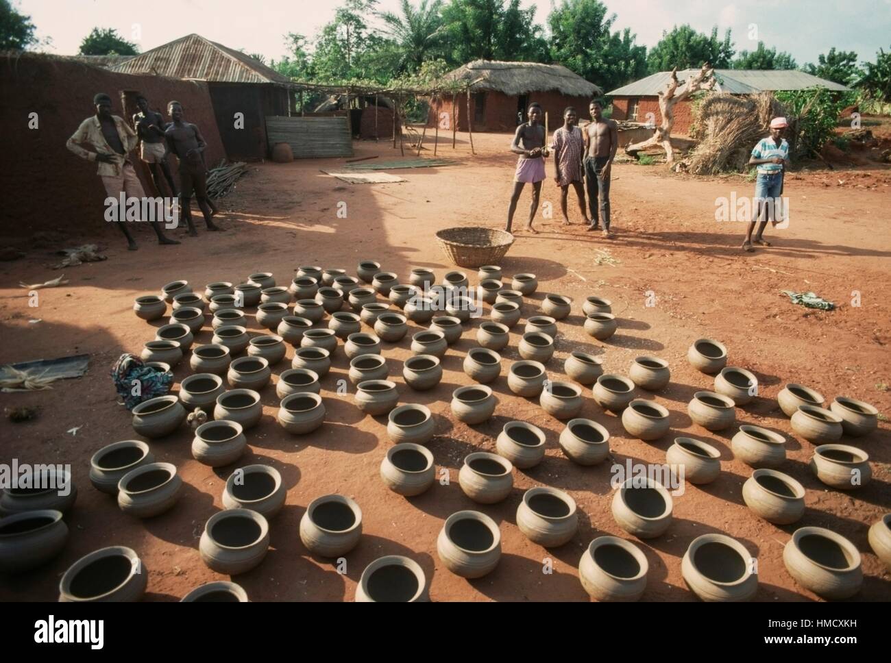 Production of vases in a village, Benin. Stock Photo