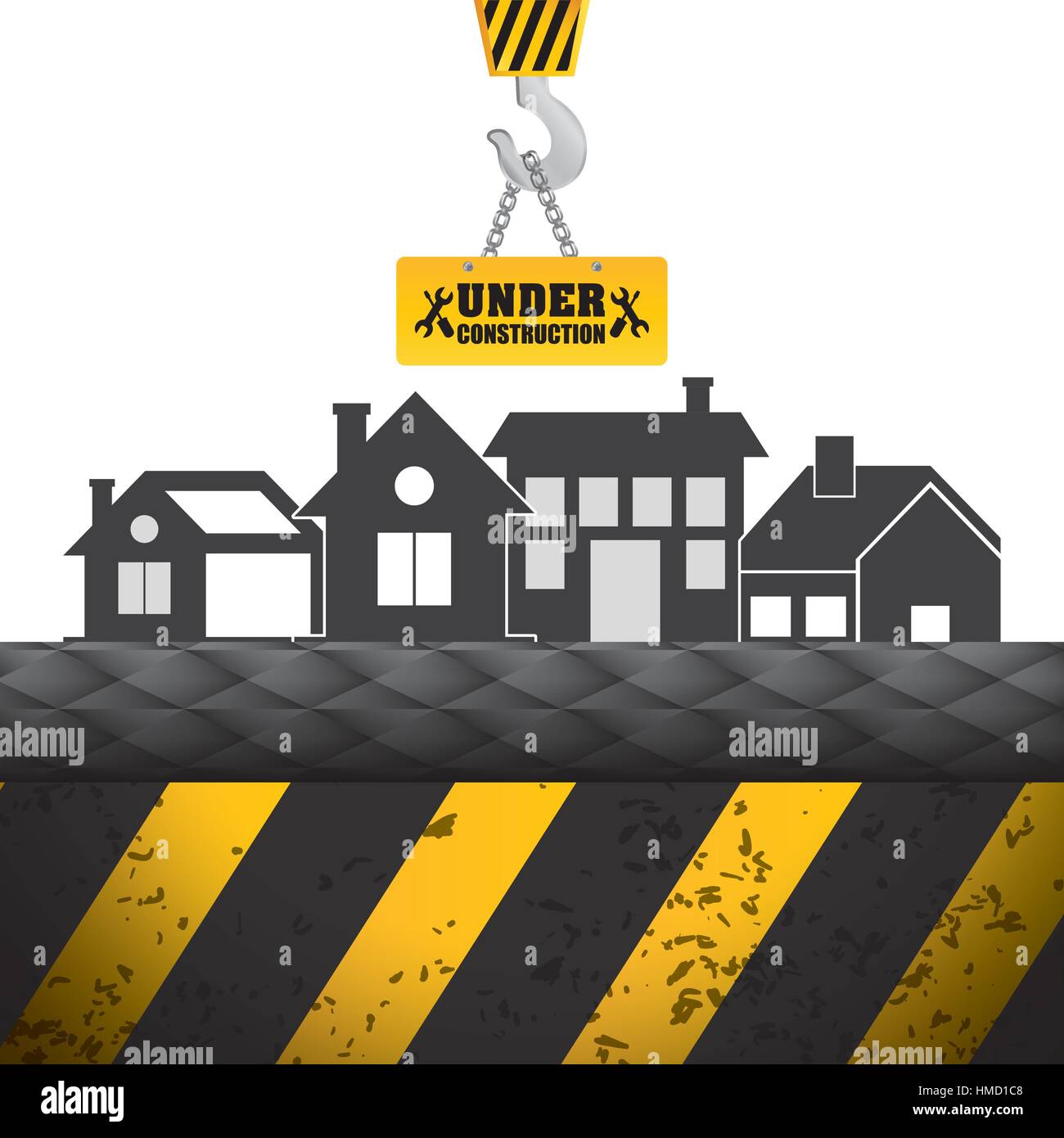 Under Construction Building House Crane Sign Vector Illustration Eps 10 Stock Vector Image Art Alamy