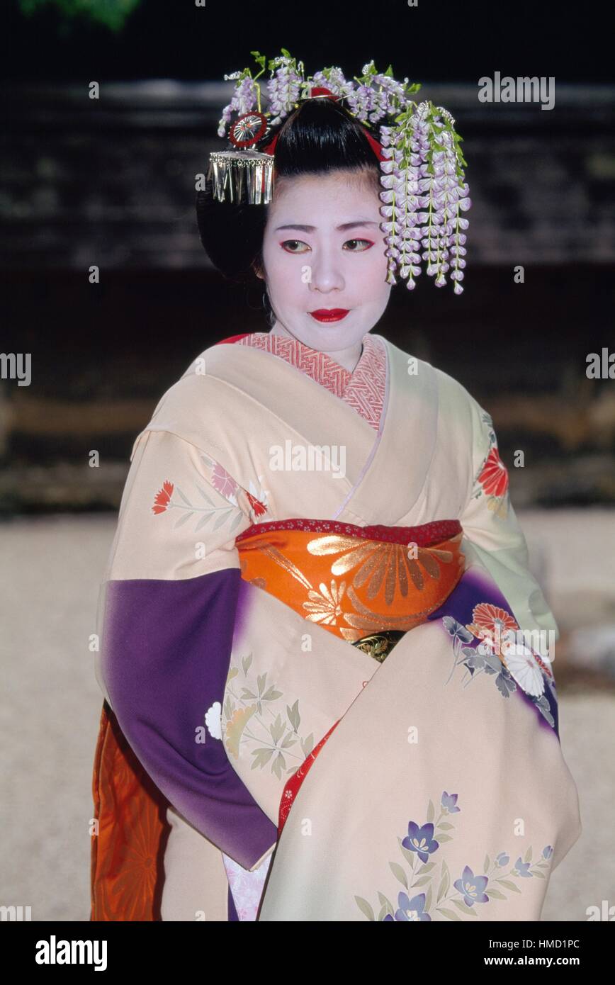 Maiko, an apprentice geisha, Kyoto, Japan. Stock Photo
