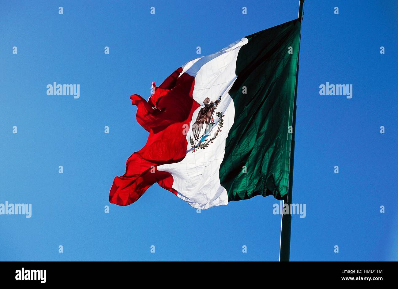 The Mexican flag, Ensenada, Northern Baja California, Mexico. Stock Photo