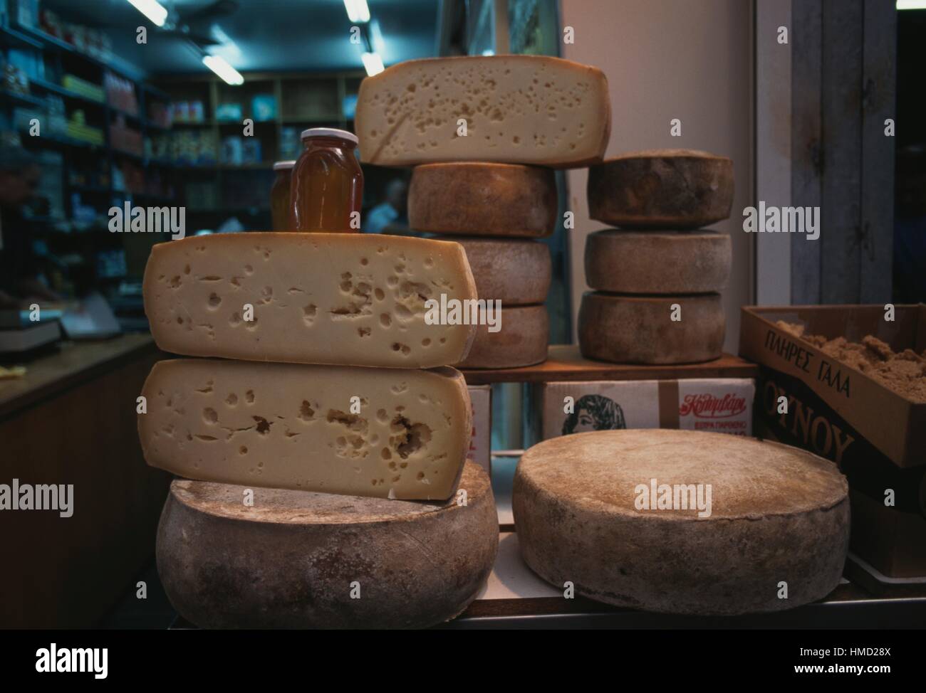 Cheeses, Chania, Crete, Greece. Stock Photo