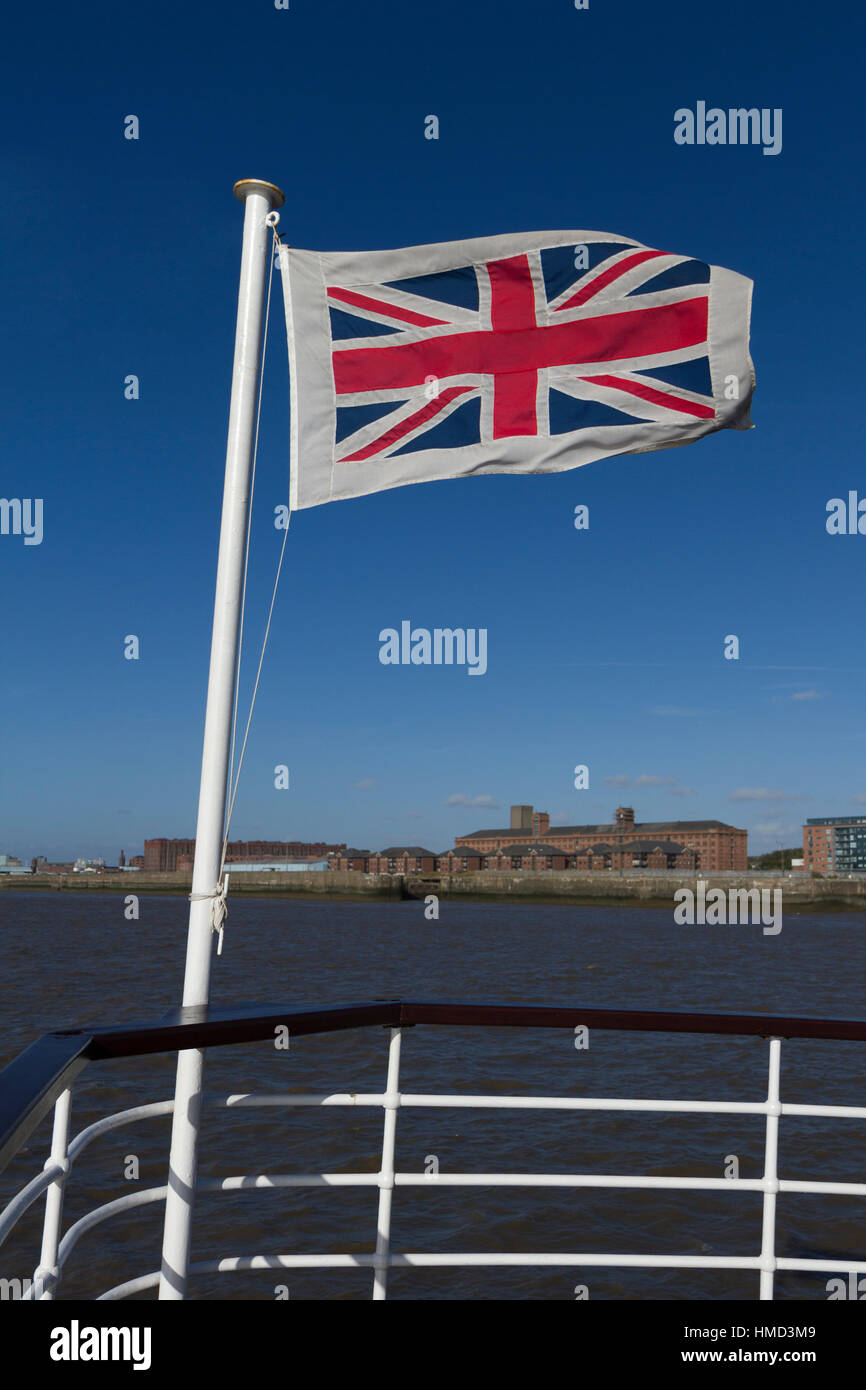 British flag waving on the wind Stock Photo