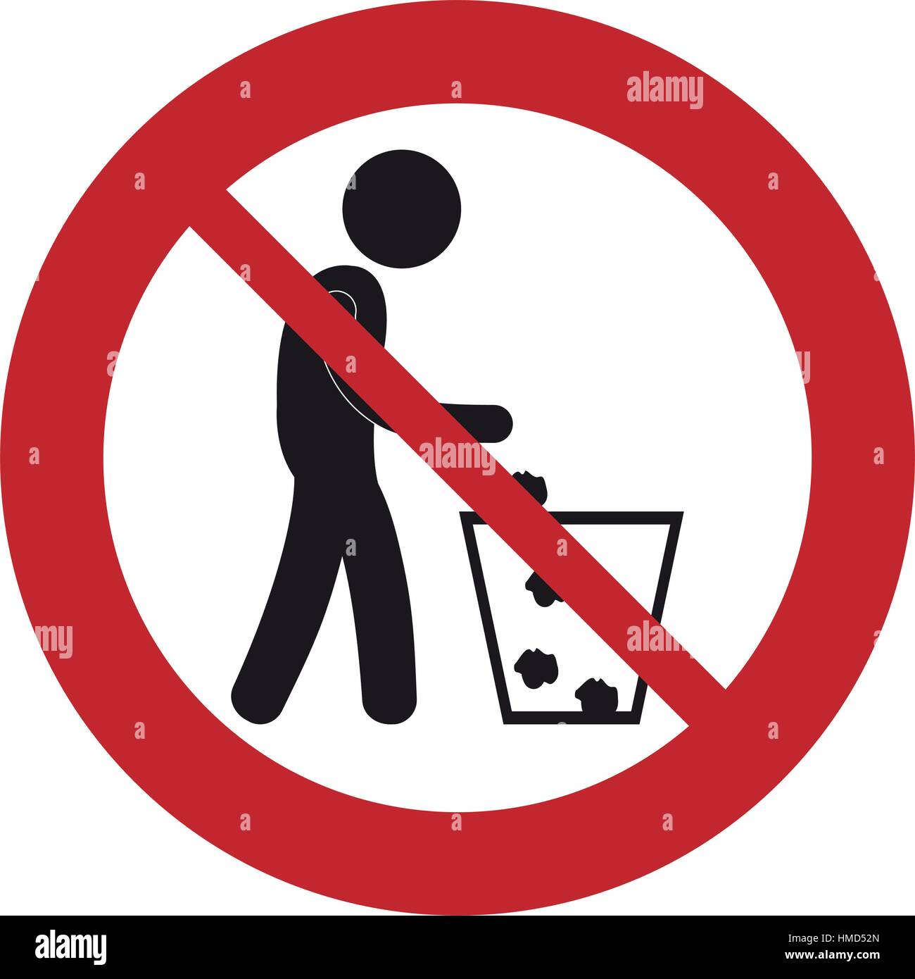 prohibited man throwing trash can sign road Stock Vector Image & Art