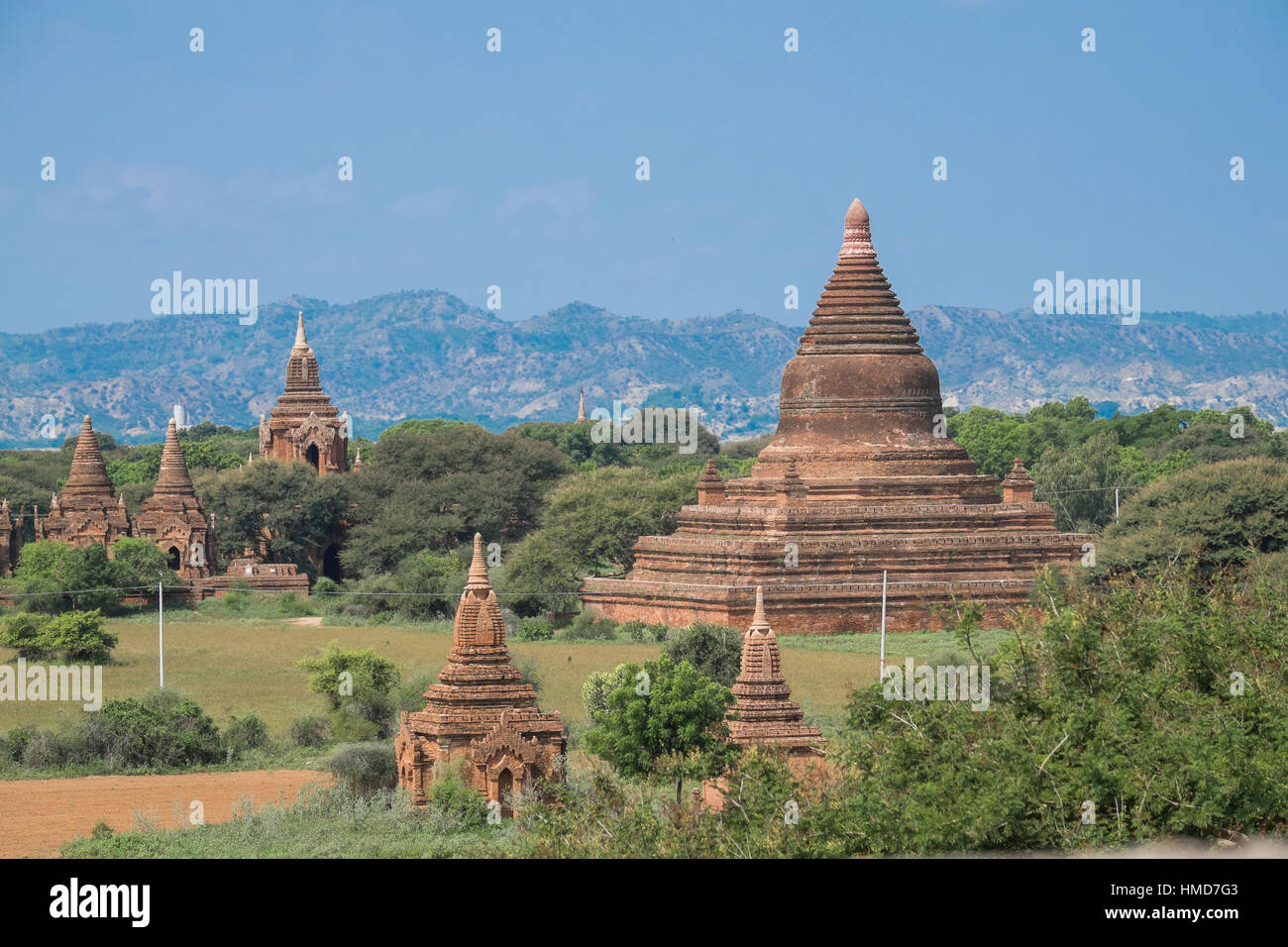 Pagoda in Bagan, Myanmar at day light Stock Photo