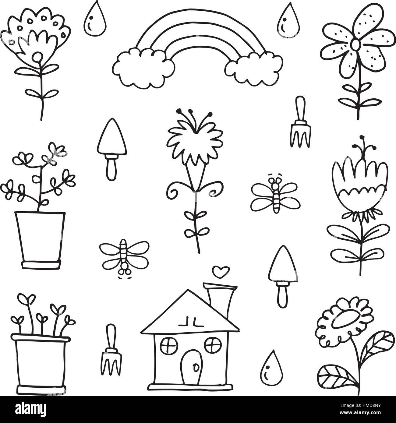 Vector art of spring set doodles Stock Vector Image & Art - Alamy