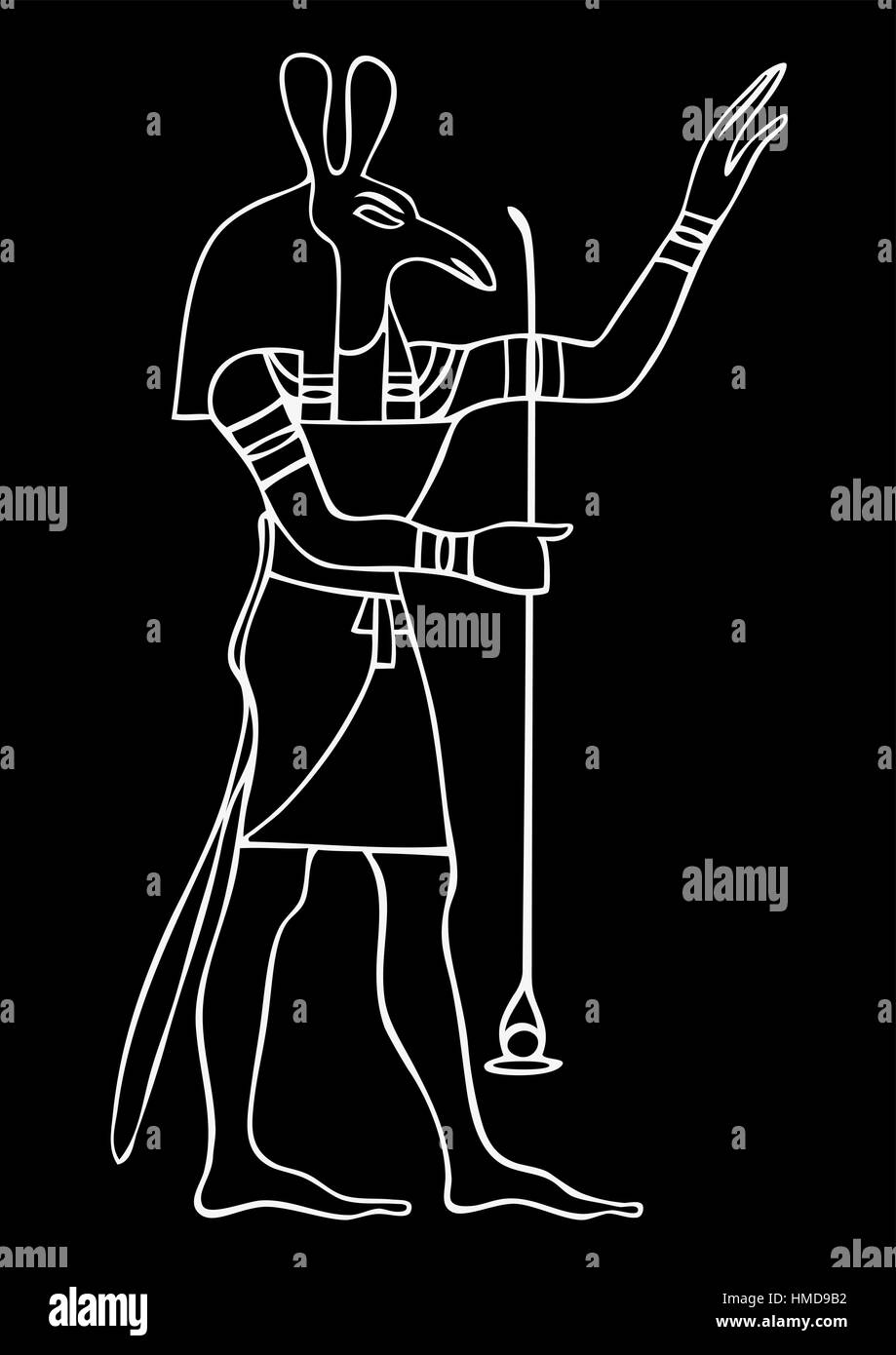 Set - God of Ancient Egypt - God of storms, desert, chaos and war Stock Vector