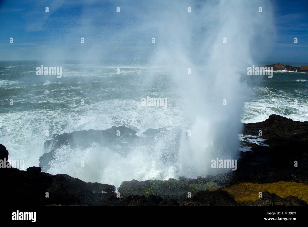 Blow hole, Pacific Coast Scenic Byway, Depoe Bay, Pacific Coast Scenic Byway, Oregon. Stock Photo