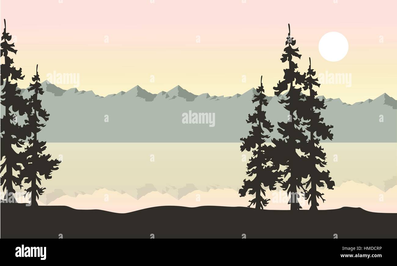 Beauty landscape of mountain and river Stock Vector Image & Art - Alamy