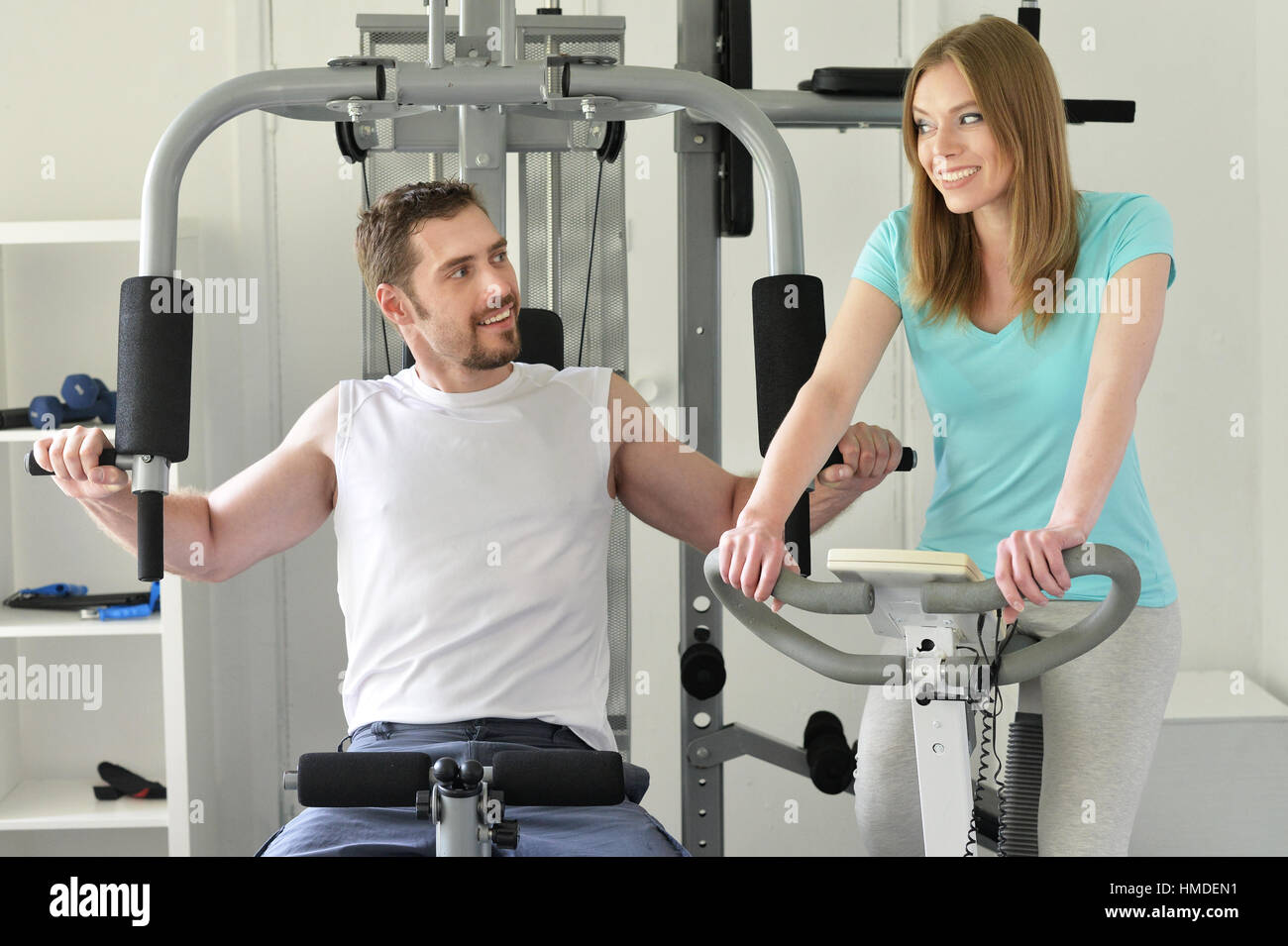 young couple at the gym Stock Photo - Alamy