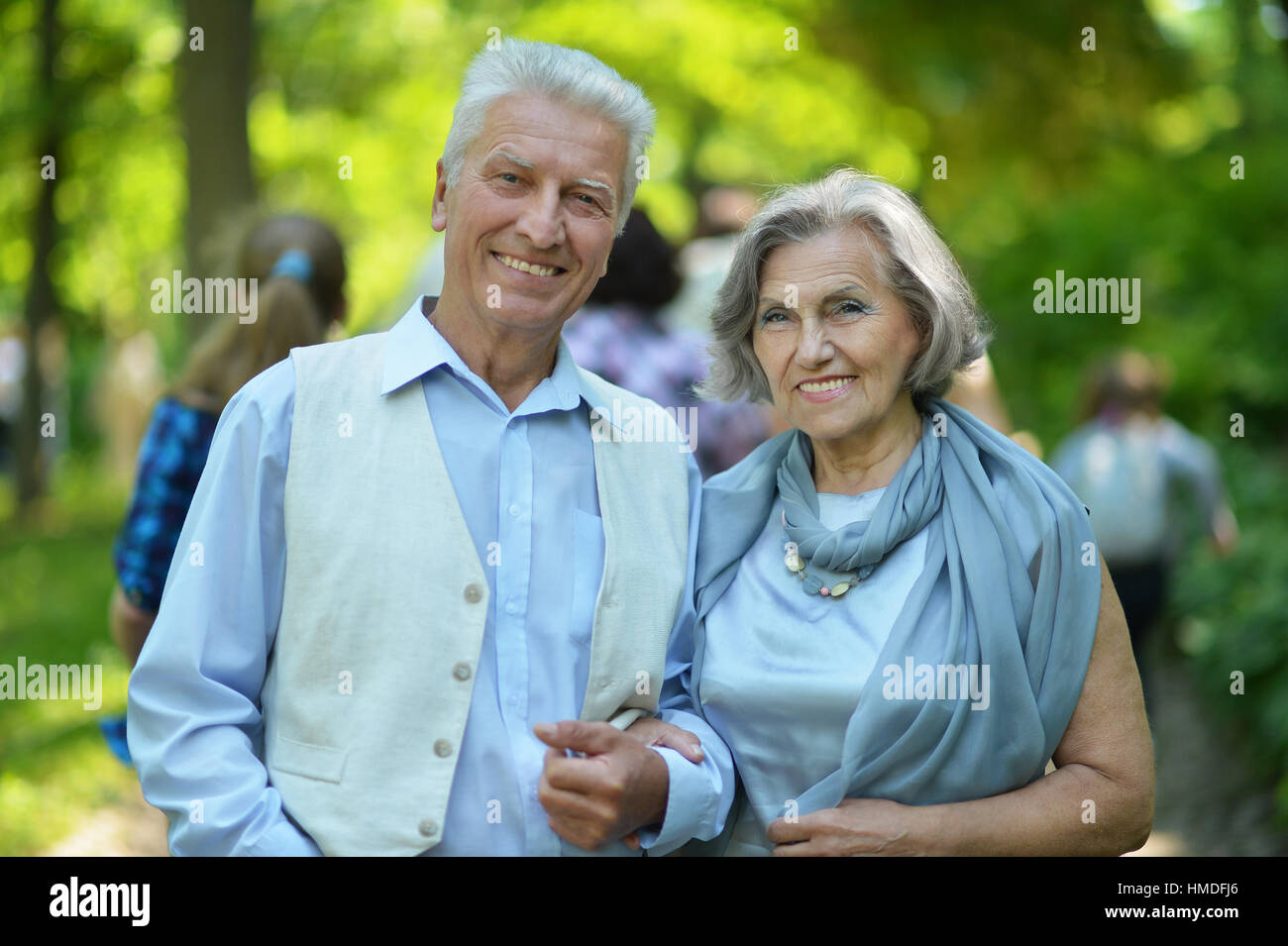 couple in summer park Stock Photo