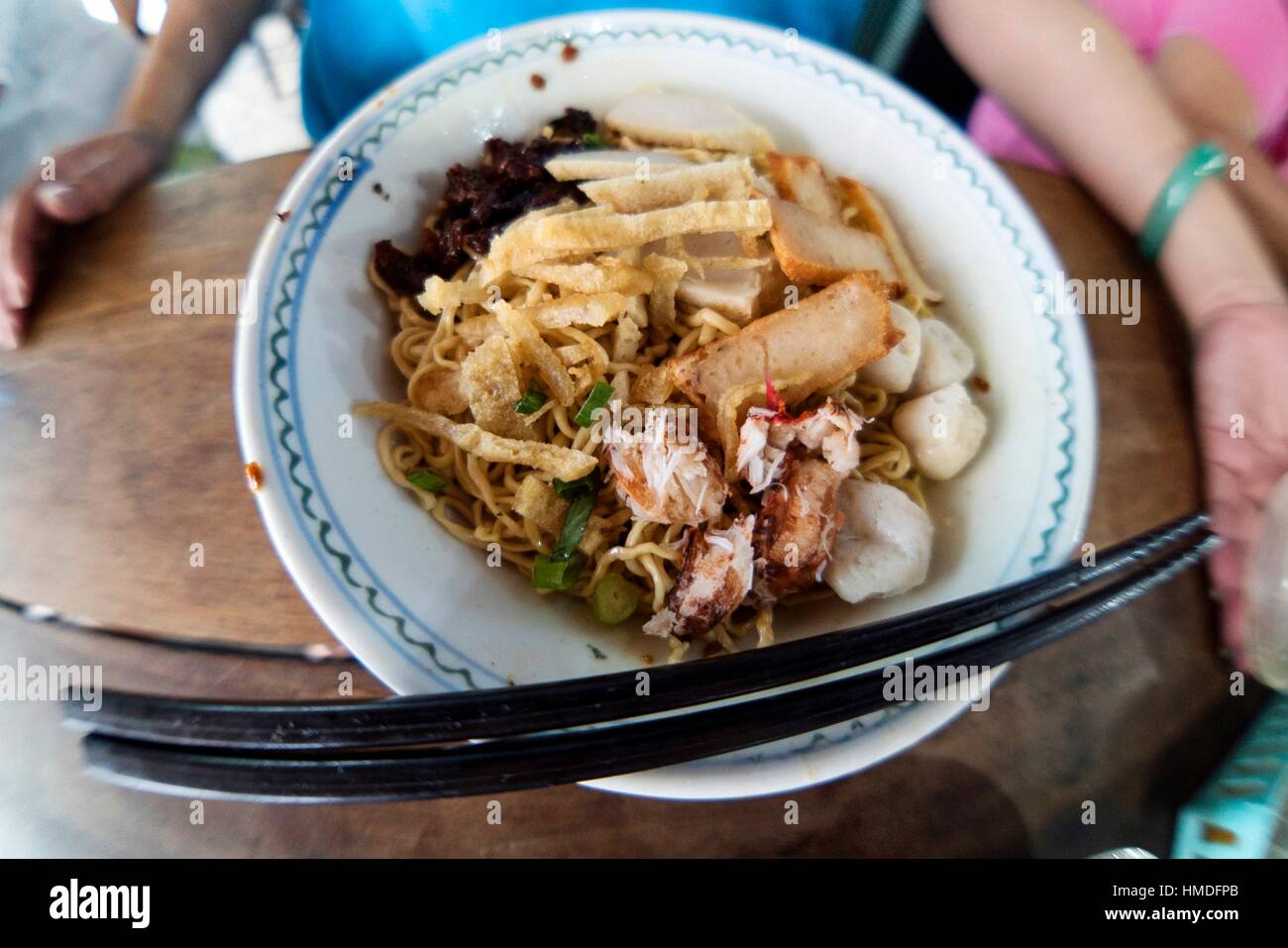 Crab meat noodle at Pontianak, West Kalimantan, Indonesia Stock Photo
