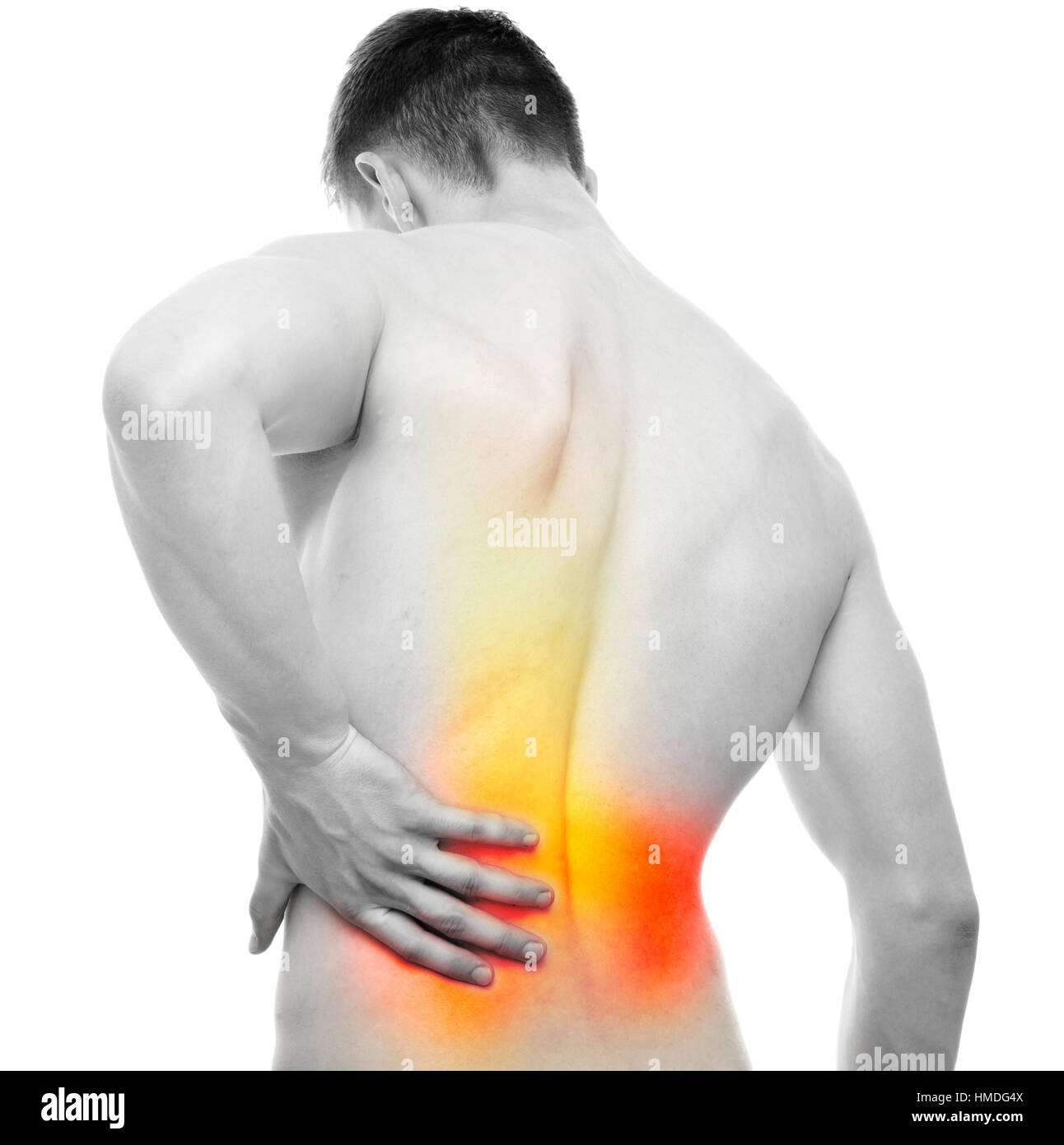 Back Pain - Studio shot isolated on white Stock Photo