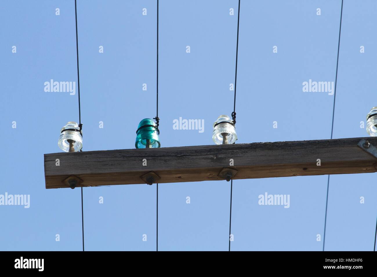 Glass insulators on a telephone pole Stock Photo Alamy