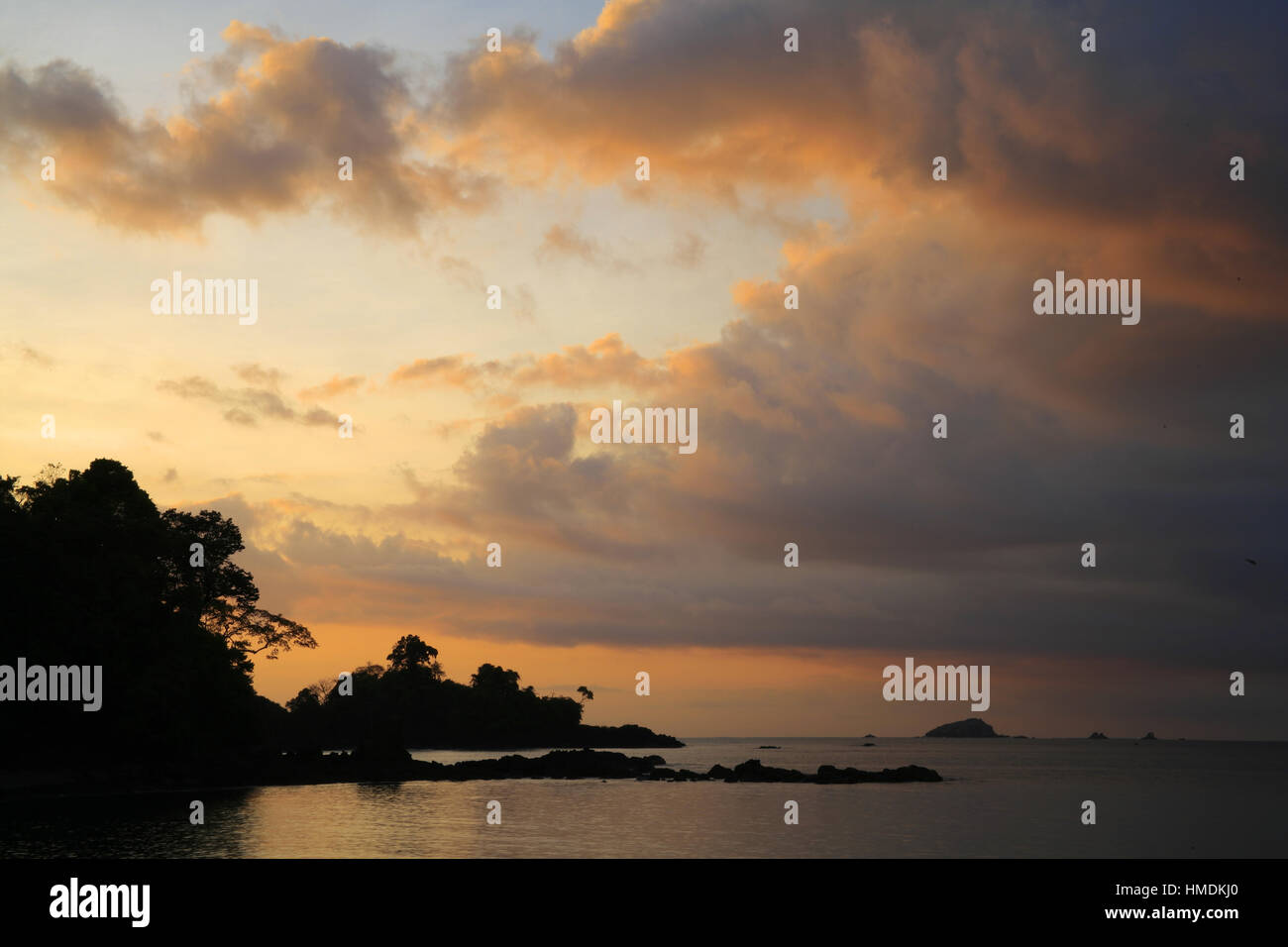 Sunset over Manuel Antonio Beach, Manuel Antonio National Park, Costa Rica Stock Photo