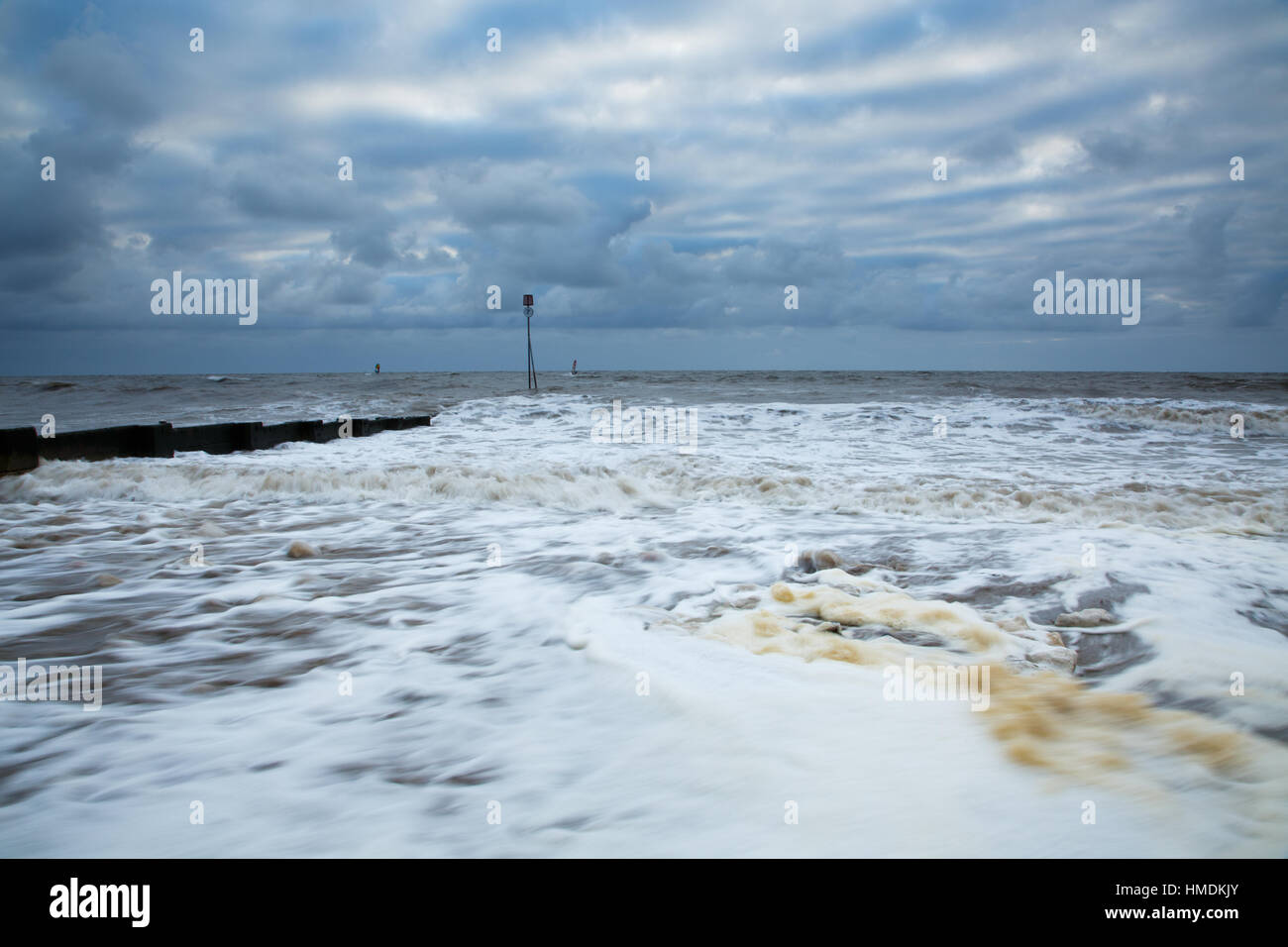 Stormy weather at Hunstanton beach, West Norfolk, England Stock Photo