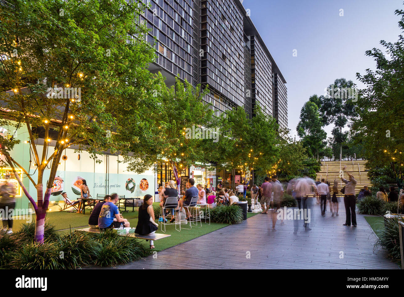 A shopping precinct in the new Central Park development in Chippendale, Central Sydney Stock Photo