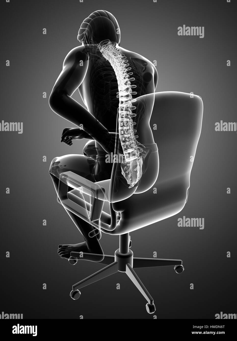 3D Illustration of male Feeling the back pain Stock Photo - Alamy