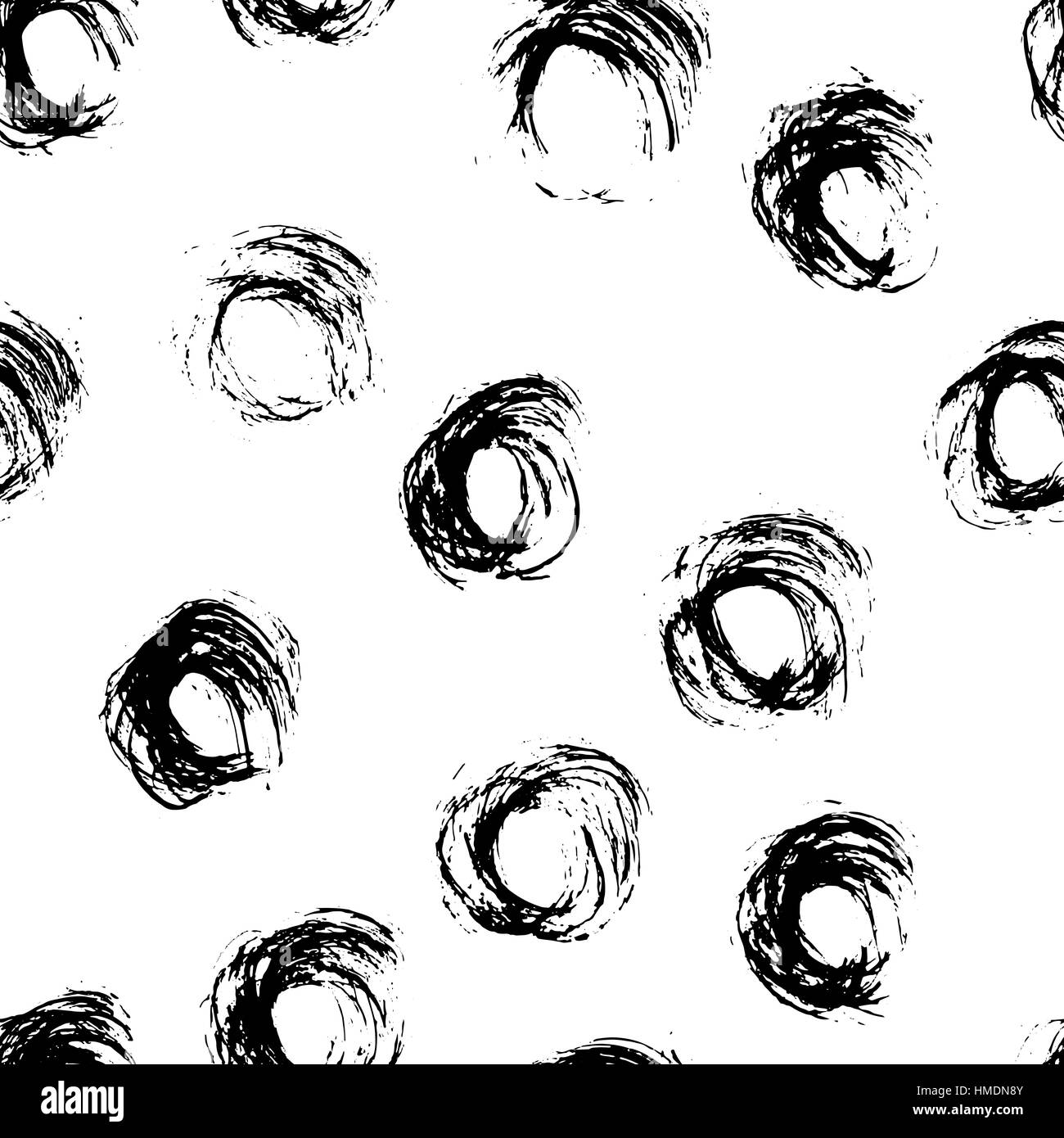 Seamless pattern with hand drawn grunge circles. Ink illustration Stock ...