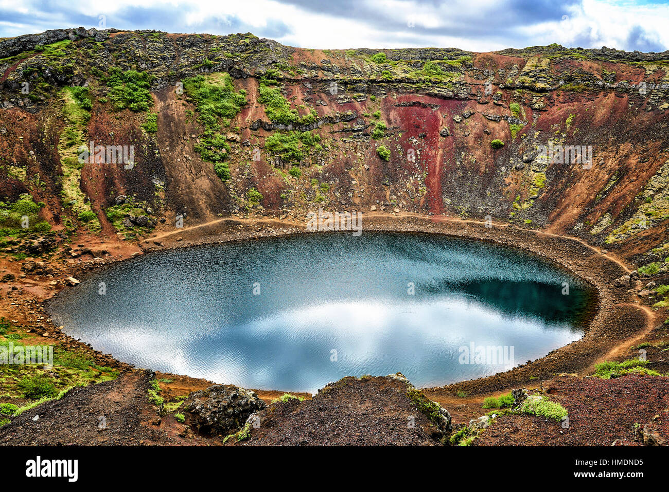 Volcanic crater, crater lake Kerið, Southern Region, Iceland Stock ...