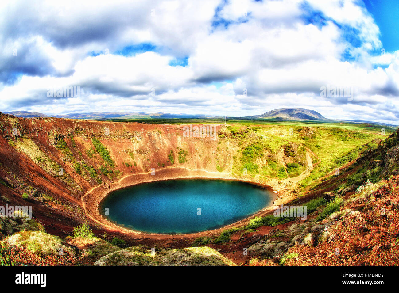 Volcanic crater, crater lake Kerið, Southern Region, Iceland Stock ...
