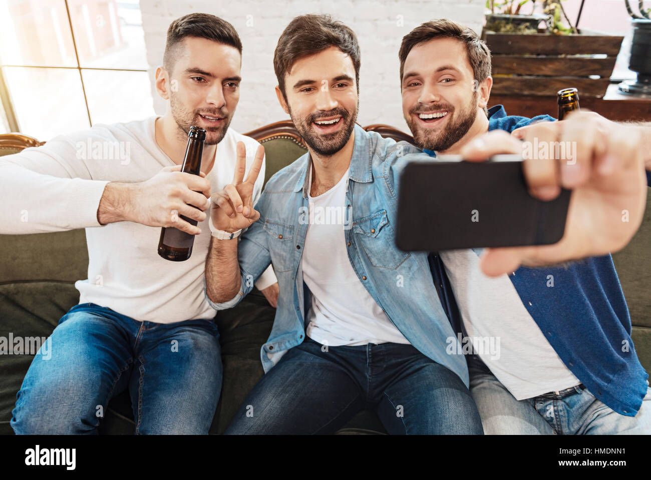 Bearded man taking selfie in hi-res stock photography and images - Alamy