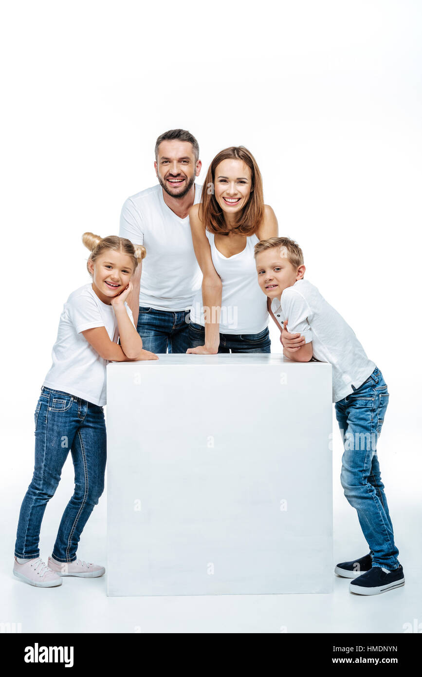 Happy family with two children Stock Photo