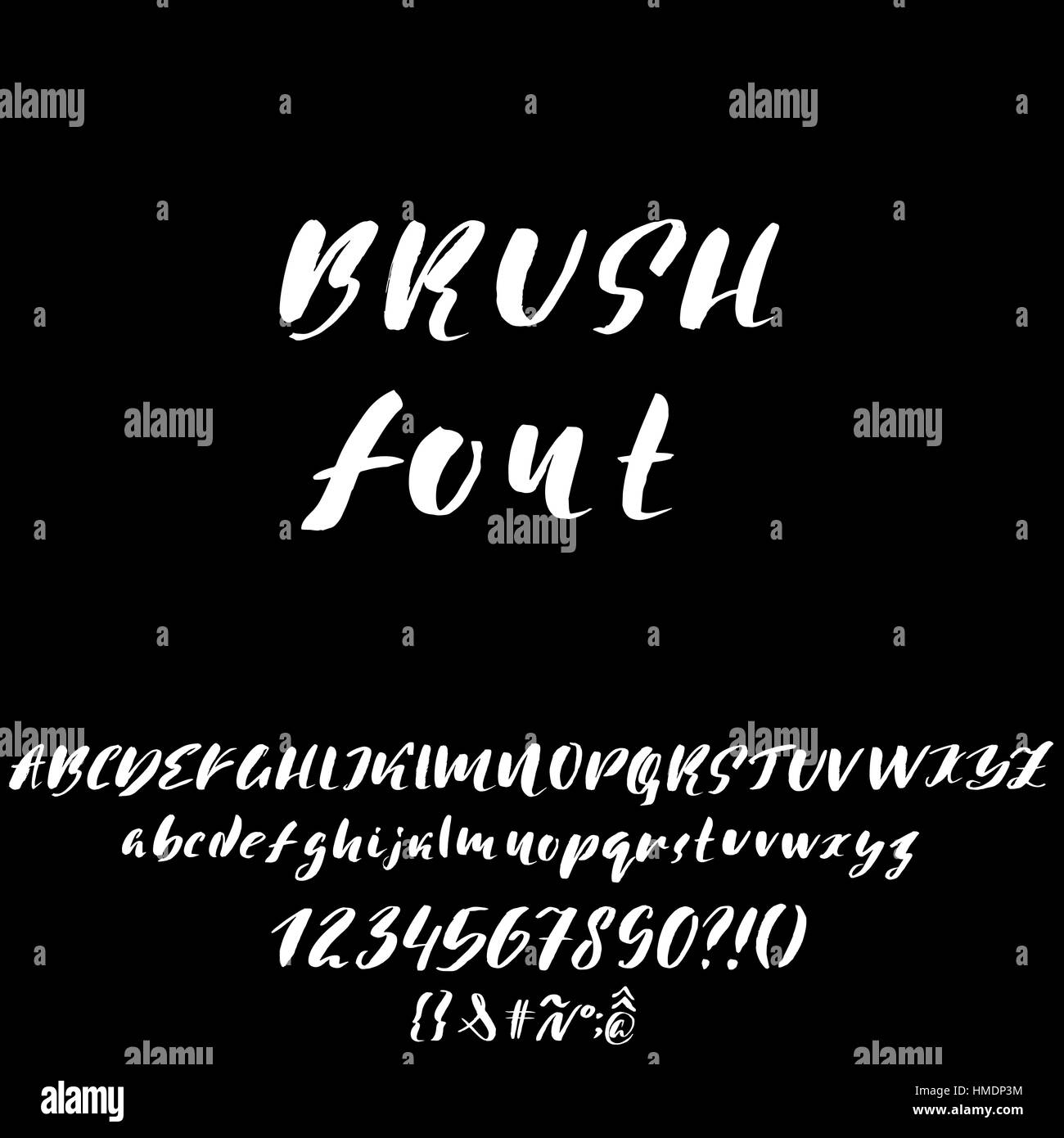 Hand drawn font made by dry brush strokes. Grunge style alphabet Stock ...