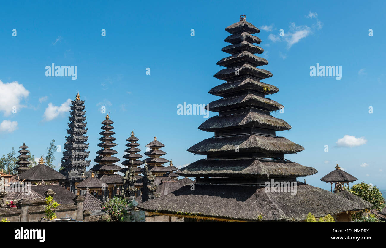 Pagodas, Mother Temple, Besakih temple, Pura Agung Besakih Penetaran, Bali-Hinduism, Banjar Besakih, Bali, Indonesia Stock Photo