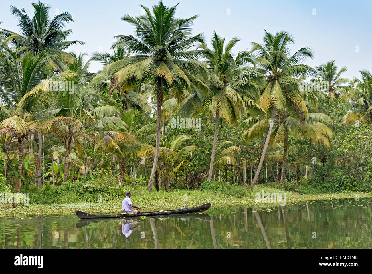 Boat on river, Backwaters, Kerala, India Stock Photo
