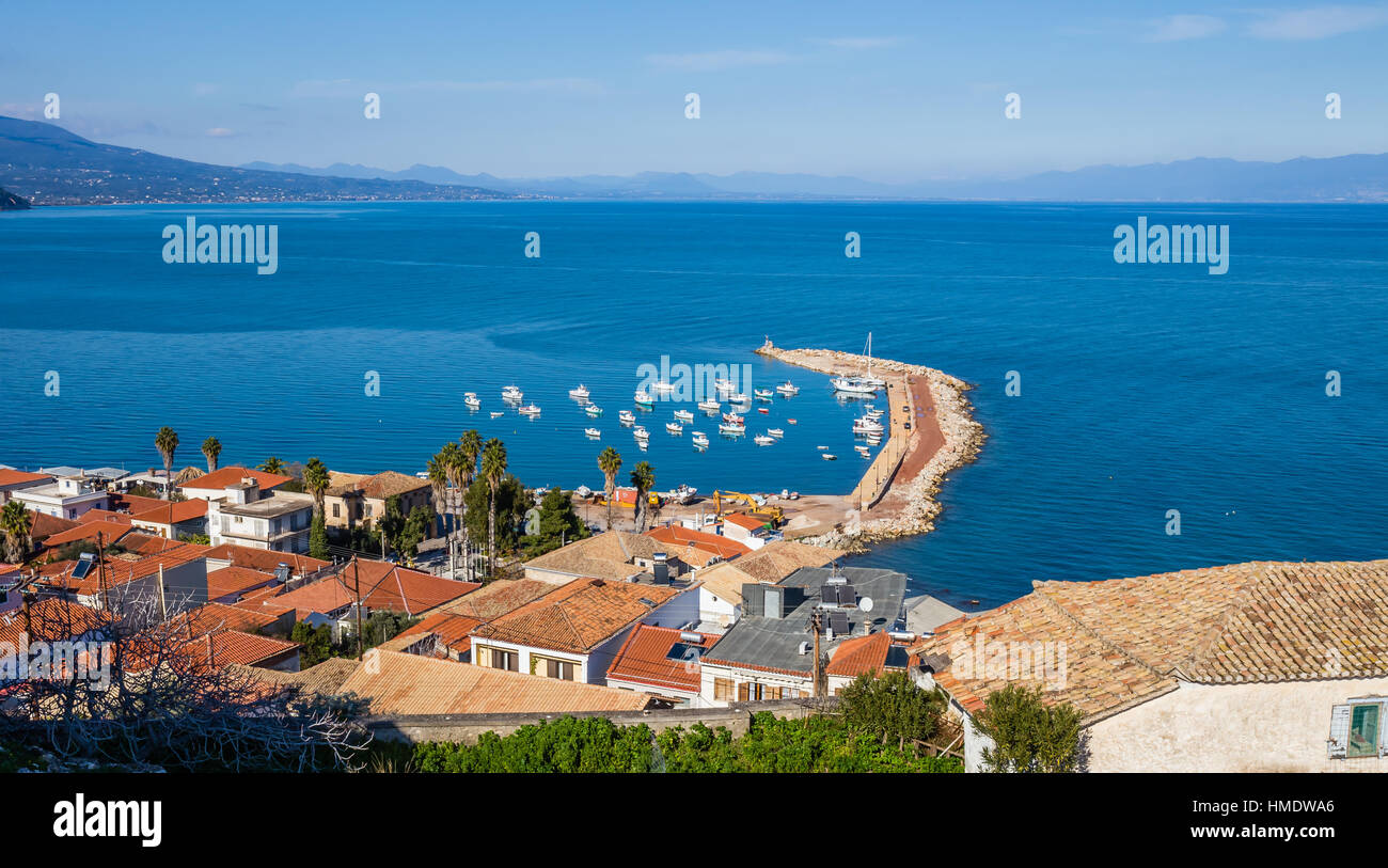 traditional Greek village of Koroni from high point view Stock Photo