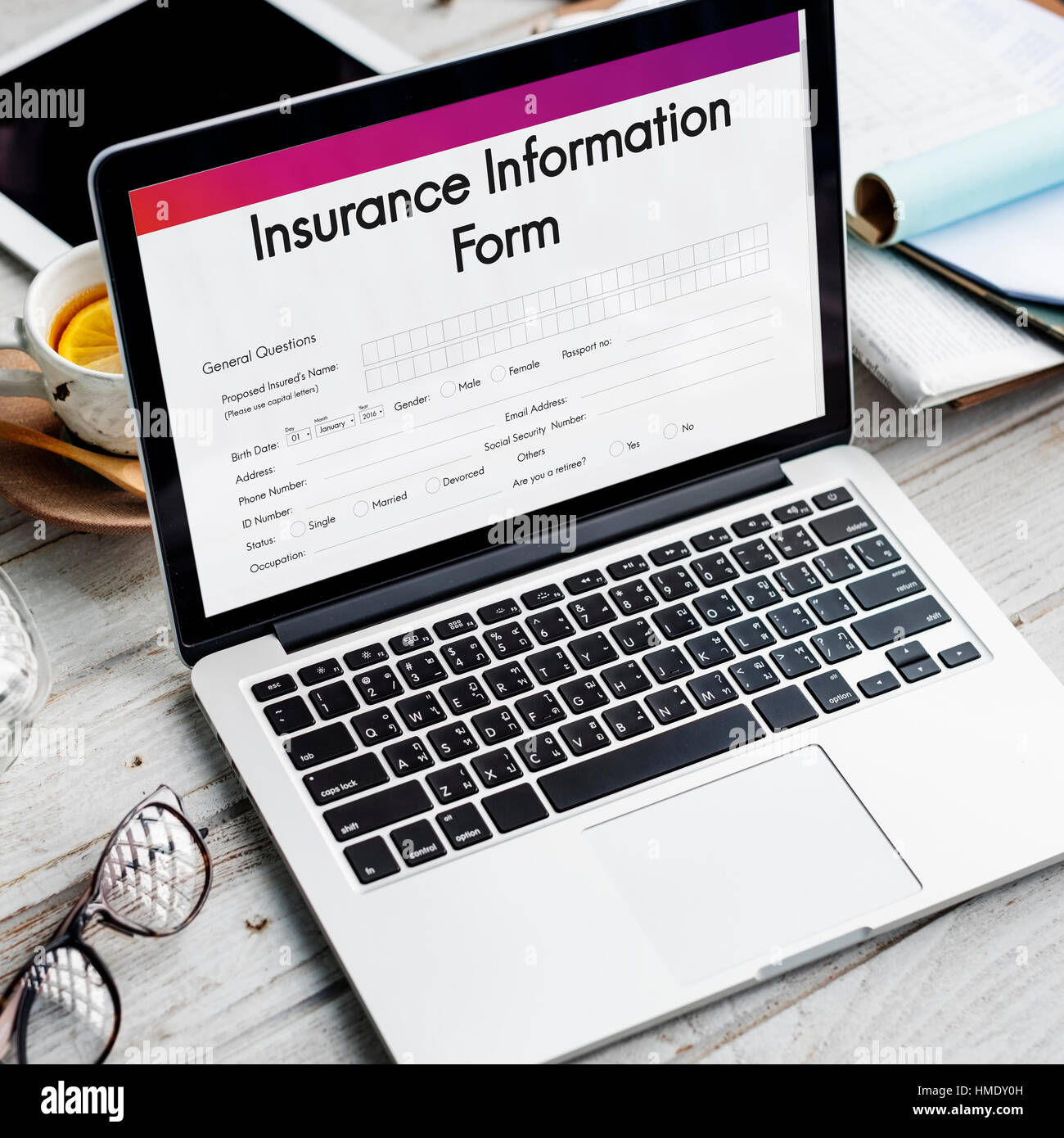 Insurance Informetion Insurance Service Information Form Concept Stock Photo - Alamy