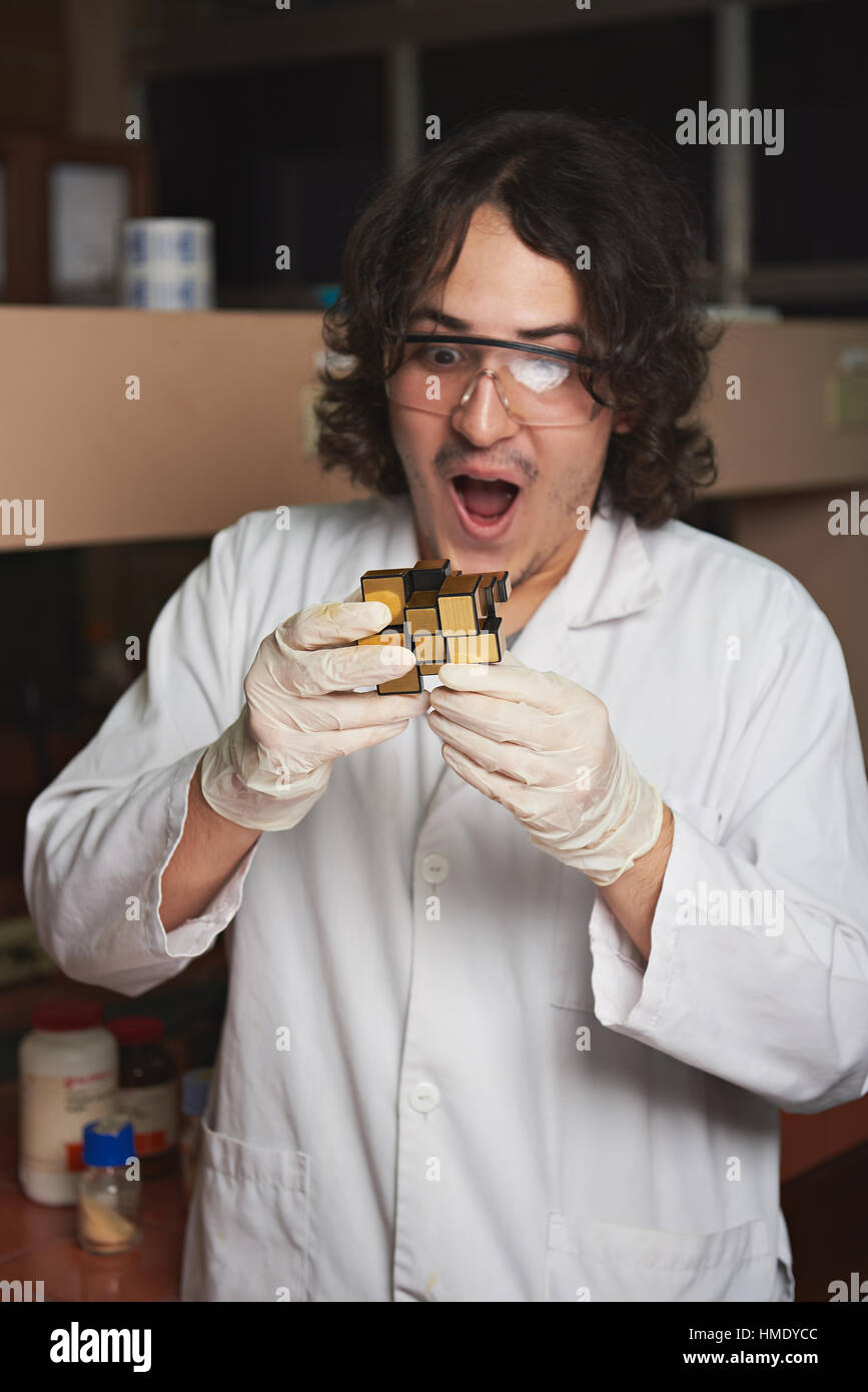 young scientist try to solve problem in lab Stock Photo