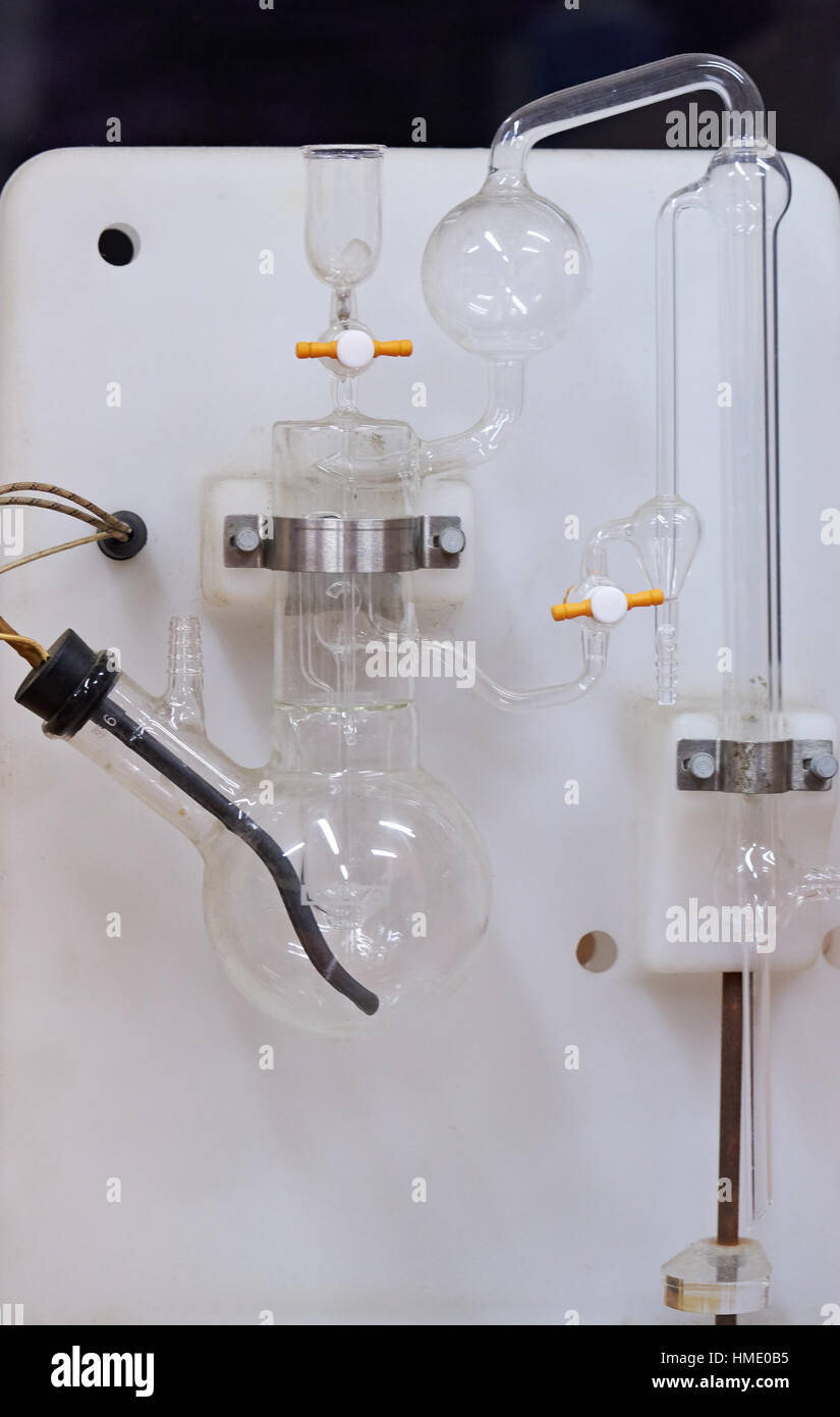device for distillation and making experiment in lab Stock Photo