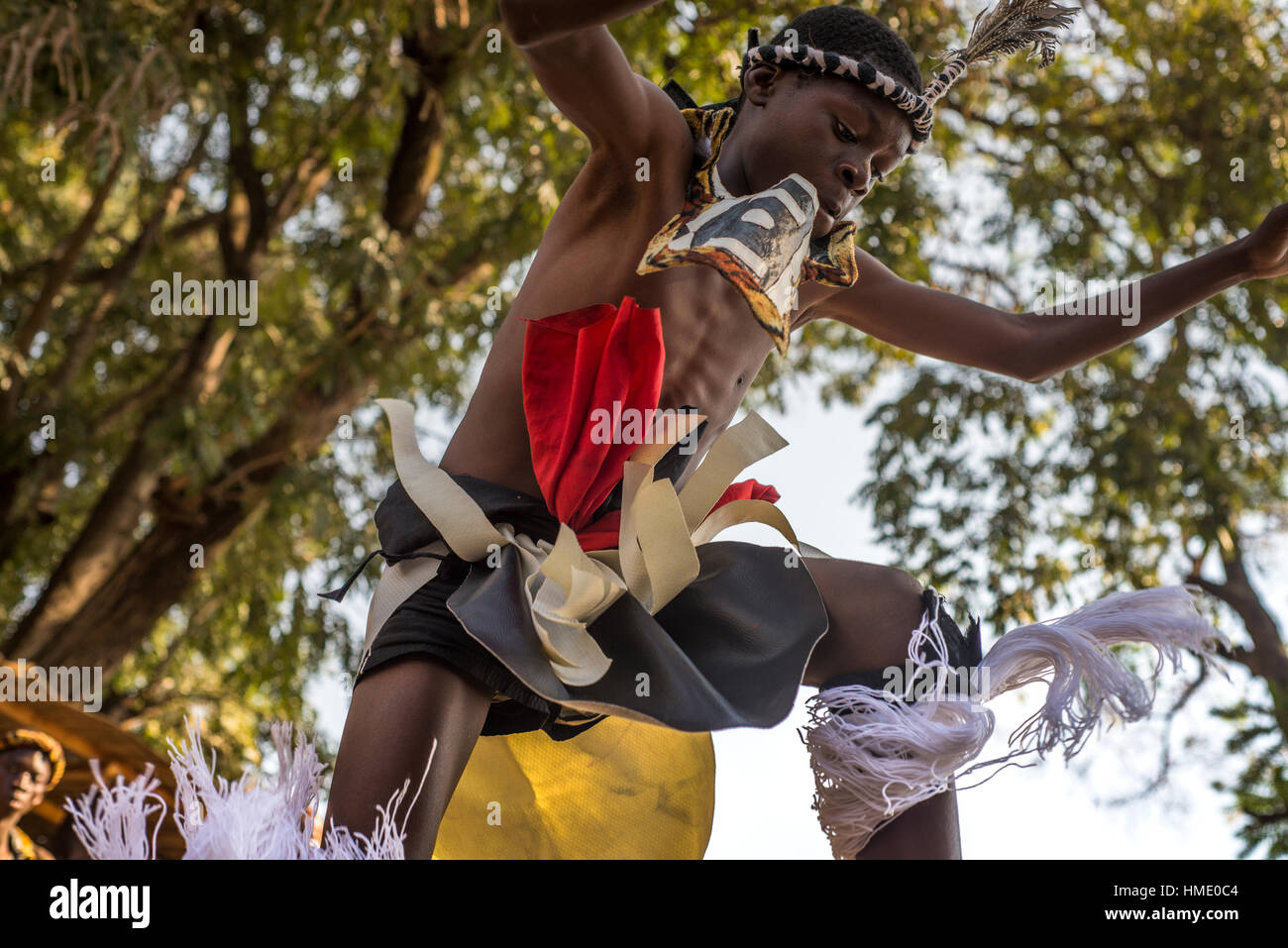 Performing of traditional dance at Zambia International Trade Fair in Ndola, Zambia Stock Photo