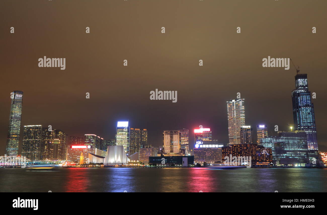 Hong Kong Kowloon night cityscape in Hong Kong Stock Photo - Alamy