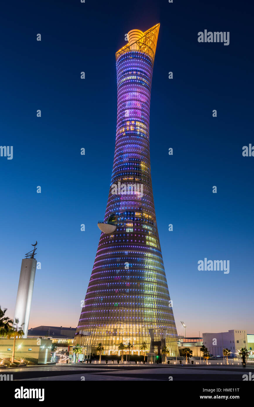 Aspire Tower, also known as The Torch Doha, Doha, Qatar Stock Photo