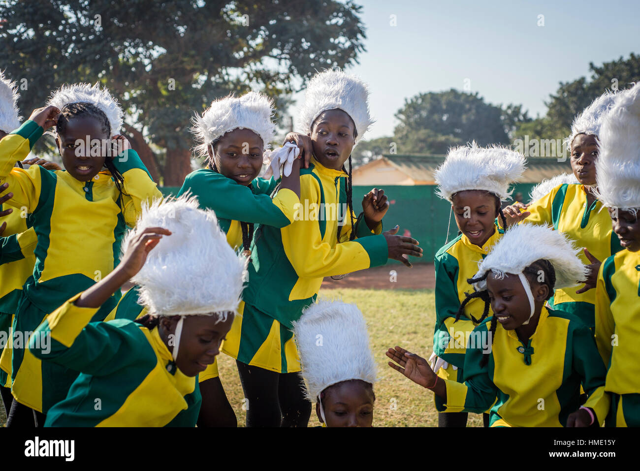 Girls prepare for the performance during Zambia International Trade
